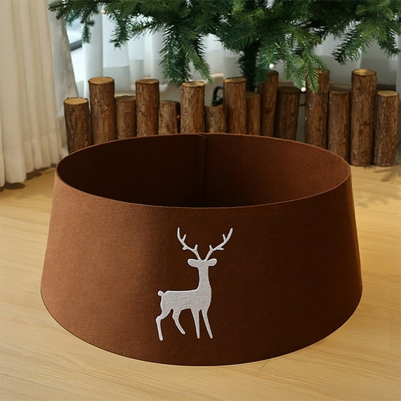Christmas Decorations, 14in Felt Christmas Tree Cover Skirt Small Tree Base Decoration Mat with Reindeer Pattern for Holiday Home Decor Christmas Scene Display