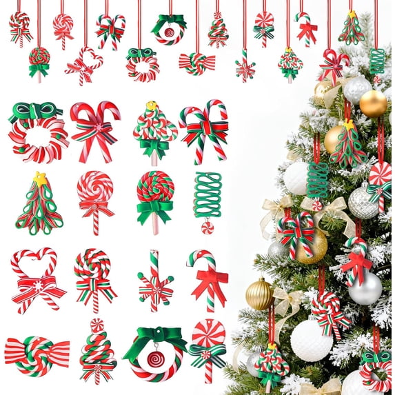 Christmas Decorations, 16 Pcs Candy Cane Ornaments Set for Christmas Tree, Shatterproof Mini Candy Christmas Decor for Xmas Tree Home Decorations