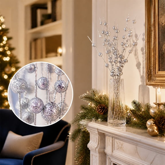 Christmas Decorations 17in Christmas Tree With Artificial Berry Branches, Artificial Berry Branches With Long Stems, Floral Arrangement for Vase Table Centerpiece Wedding Party
