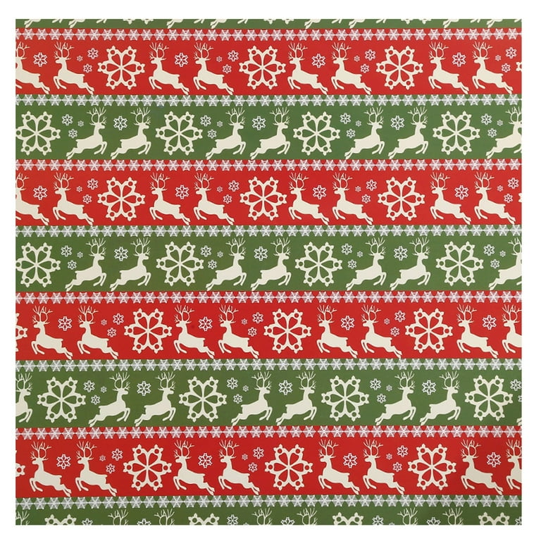Ribbli Kraft Wrapping Paper with Snowflake/Tree/Stripe Patterns - 6 Rolls  Red and Green Christmas Assortment, 30 x 120 Inches Per Roll