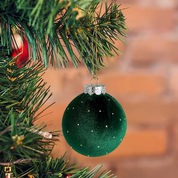 Christmas Decorations 1pcs 3.15 Inch Velvet Christmas Balls Glitter Christmas Tree Ball Ornaments Decoration Flocked Ball Ornaments Xmas Tree Hanging for Indoor Outdoor Holiday Party Decor