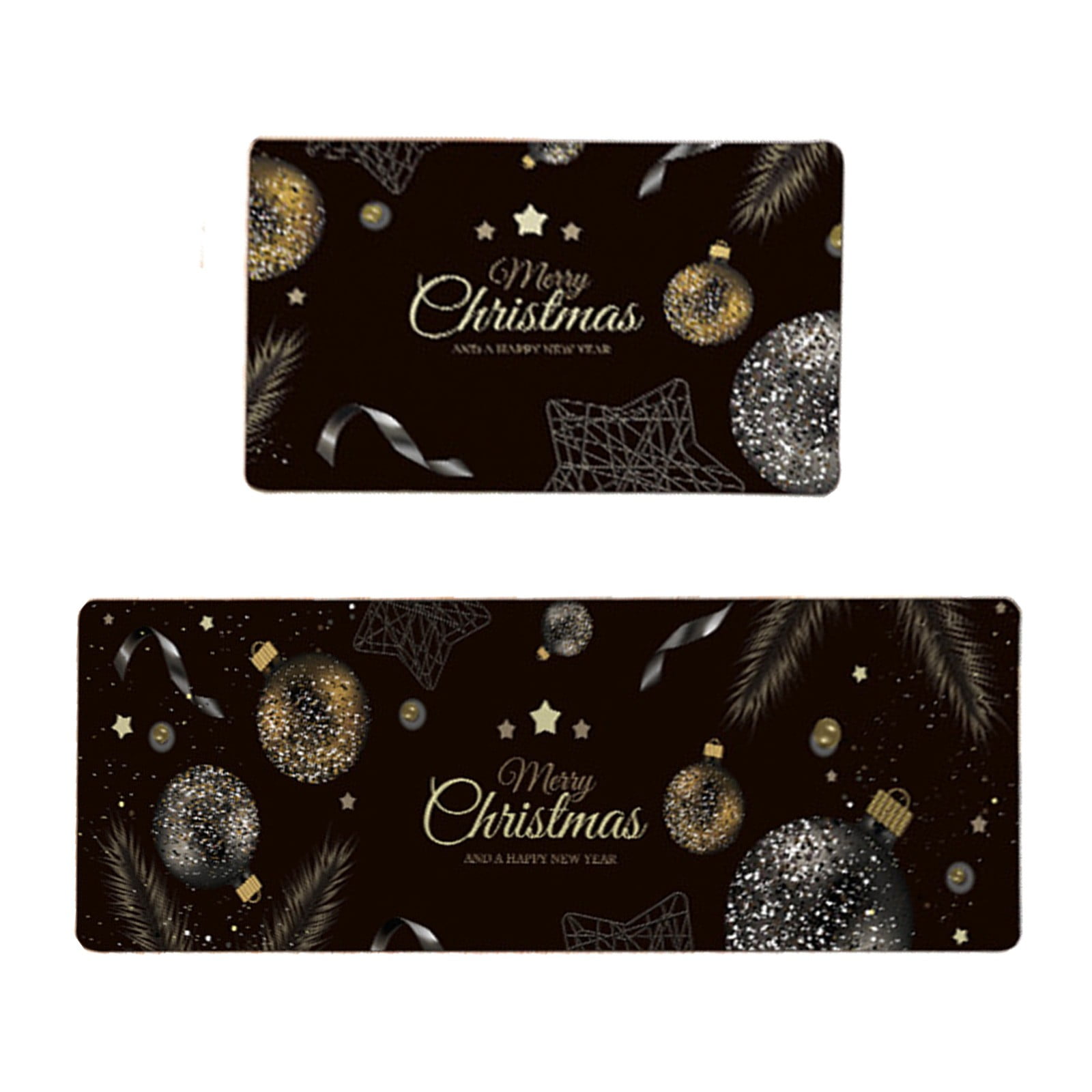 Christmas Decorations 2 Piece Non Slip Kitchen Mat (40x60cm,40x120cm