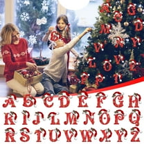 Christmas Decorations 26 Letters Ornaments Christmas Tree Decoration Christmas Initial with Red Hat Personalized Alphabet Letters DIY Craft Hanging Pendant for Christmas Tree Ornaments 3.54in