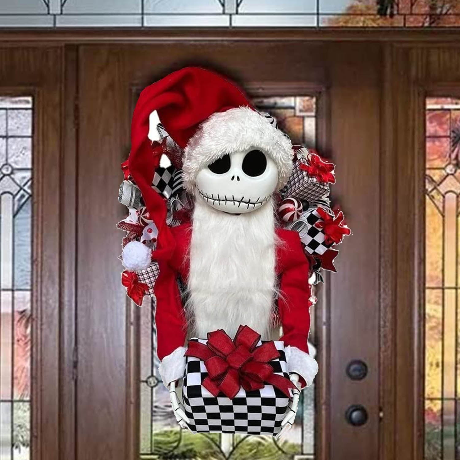 Christmas Decorations - 2D Christmas Wreaths for Front Door Decor, The Nightmare Before Christmas Wreath Add a touch of spooky charm to your holiday decor with The Nightmare Before Christmas wreath. This 2D wreath features iconic characters from the beloved film, making it the perfect addition to your front door decor for a unique twist on traditional Christmas decorations.