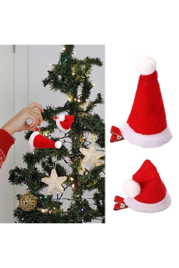 Christmas Decorations 3 PCS Christmas Hat Hairpin,Santa Hat Hair Clip for Girls,Mini Plush Christmas Hair Clip,Red Christmas Small Headwears,Xmas Gift Birthday Party Favors Decorations