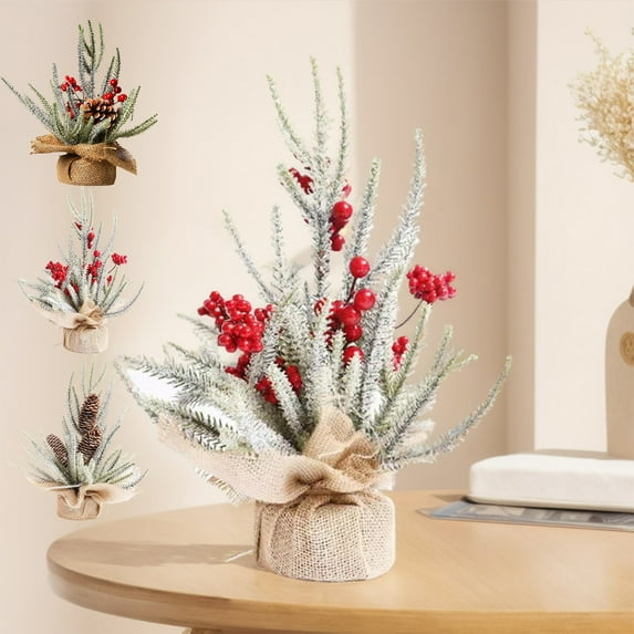 Christmas Decorations 3 PCS Mini Christmas Tree Knitting Ornament,Small Tabletop Christmas Tree,Artificial Christmas Tree Ornament Simulation Artificial Xmas Tree for Xmas Festival Holiday Decor