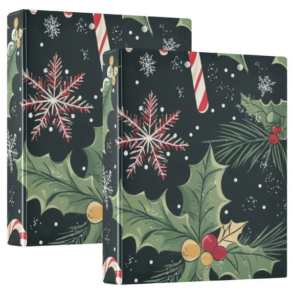 Christmas Decorations 3 Ring Binders 1.5 inch Hardcover File Folders with Interior Pockets A4 Size Organizer for School Office Hospital