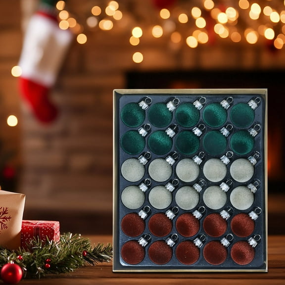 Christmas Decorations 30PCS Christmas Ball Set, 1.2" Small Shatterproof Flocking Balls Set, Home Decor Party Decorations for Outdoor Indoor Bedroom Living Room Window Shop Yard School