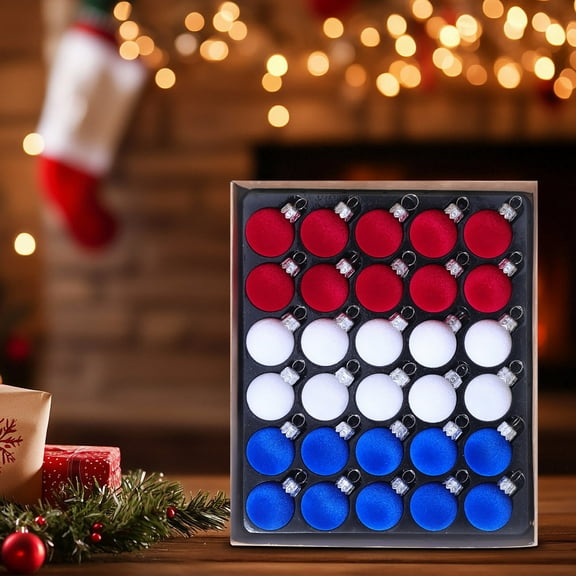 30PCS Christmas Ball Set, 1.2" Small Shatterproof Flocking Balls Set, Home Decor Party Decorations for Outdoor Indoor Bedroom Living Room Window Shop Yard School