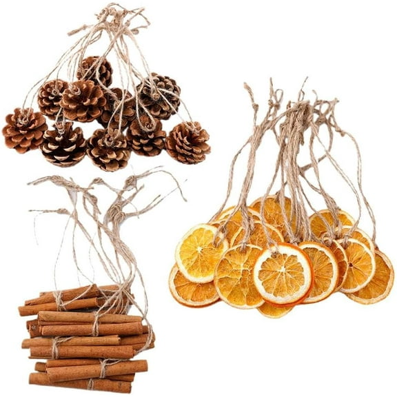 Christmas Decorations,36Pcs Natural Orange Slices Cinnamon Pinecones Set with Jute Hangers,Dried Orange Slices Cinnamon Sticks Hanging Ornament for Christmas Tree DIY Home Wedding Decor