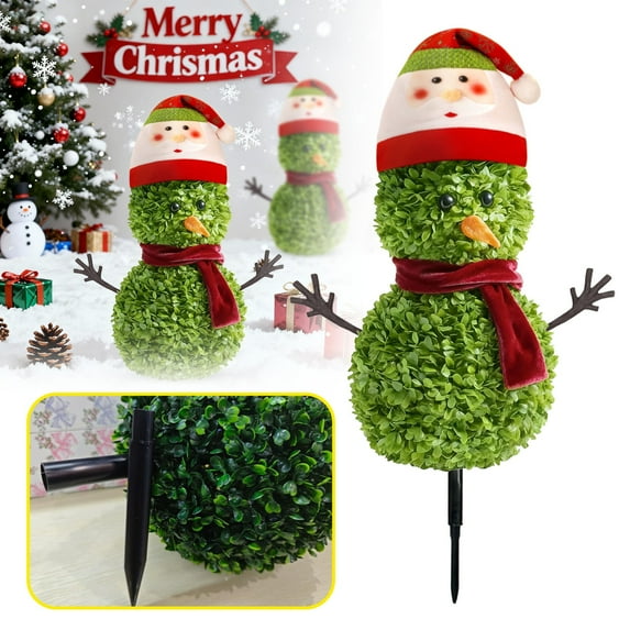 Christmas Decorations - 3D Realistic Plastic Christmas Snowman Sign - Holiday Decor, Weatherproof Garden Snowman, Easy Installation, Suitable for Front Door, Garden, Indoor Decor, 21.6'',Green F