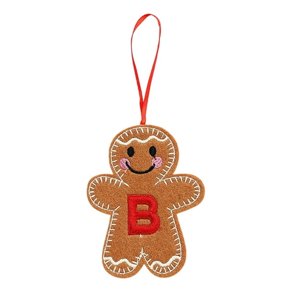 Christmas Decorations, 4.33Inch Felt A to Z Letter Gingerbread Man Initial Christmas Ornaments for Tree, Assorted Gingerbread Figurines Ornaments, Christmas Tree Hanging Decorations, B