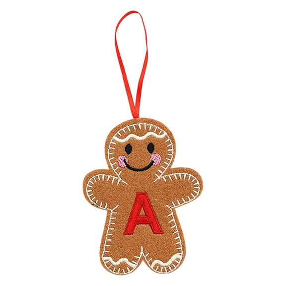 Christmas Decorations, 4.33Inch Felt A to Z Letter Gingerbread Man Initial Christmas Ornaments for Tree, Assorted Gingerbread Figurines Ornaments, Christmas Tree Hanging Decorations, A