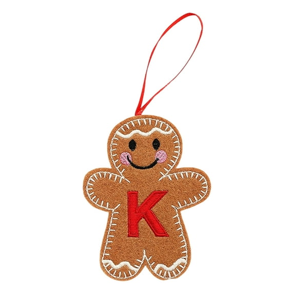 Christmas Decorations, 4.33Inch Felt A to Z Letter Gingerbread Man Initial Christmas Ornaments for Tree, Assorted Gingerbread Figurines Ornaments, Christmas Tree Hanging Decorations, K