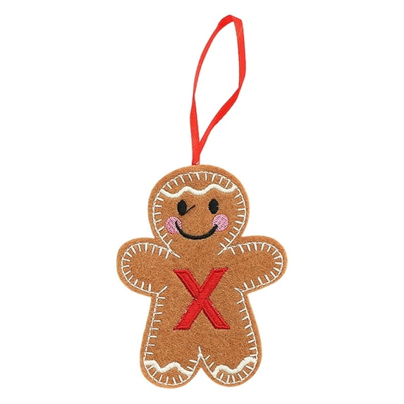 Christmas Decorations, 4.33Inch Felt A to Z Letter Gingerbread Man Initial Christmas Ornaments for Tree, Assorted Gingerbread Figurines Ornaments, Christmas Tree Hanging Decorations, X