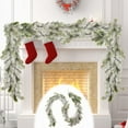 thumbnail image 1 of Christmas Decorations 5.91inch White Frosted Artificial Pine Needles Garland Fake Snowy Pine Garland&nbsp;Winter Greenery Garland for Christmas Party Holiday Doorway Staircase Handrail Decorations, 1 of 7