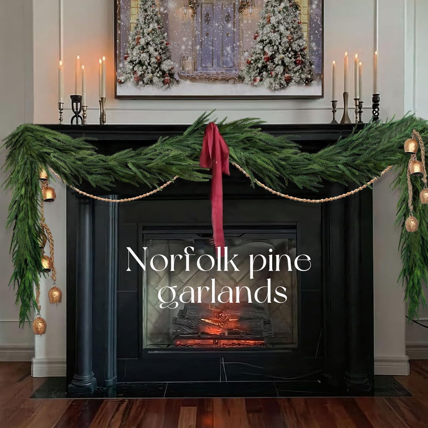 6 Ft Realistic Norfolk Pine Green Garland for Indoor Outdoor Decor