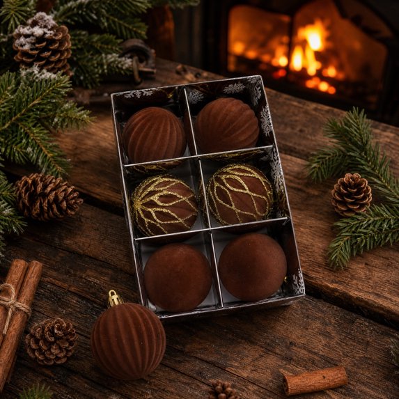 Christmas Decorations 6 PCS Flocked Christmas Balls Ornaments Set Multiple Styles Of Christmas Tree Decorations