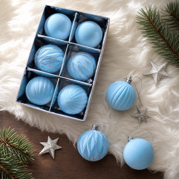 Christmas Decorations 6 PCS Flocked Christmas Balls Ornaments Set Multiple Styles Of Christmas Tree Decorations