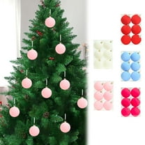 Christmas Decorations 6 Pcs Velvet Christmas Balls Flocked Christmas Tree Ornaments Plastic Balls Xmas Decorative Hanging Ornaments Christmas Tree Decoration 2.4 Inch