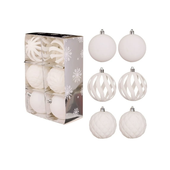 Christmas Decorations 6 Piece Flocked Christmas Balls Christmas Decoration SetMultiple Styles Of Christmas Tree Decorations Can Also Be Used For Other Party