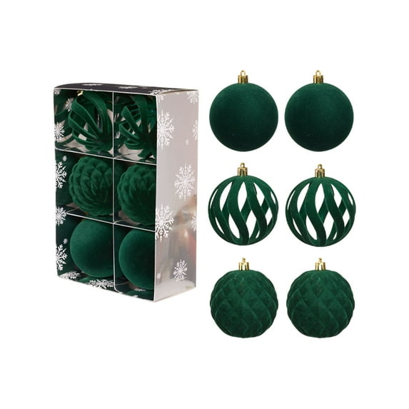 Christmas Decorations 6 Piece Flocked Christmas Balls Christmas Decoration SetMultiple Styles Of Christmas Tree Decorations Can Also Be Used For Other Party