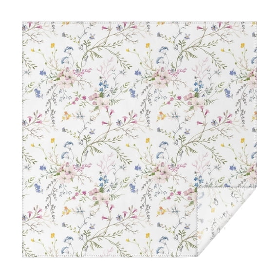 Pioneer Flower Floral Print Pattern Square Tablecloth,Waterproof Square Table Cover,Wipeable Spillproof Washable Table Cover for Home Kitchen Party Decor 60"x60"(152x152cm)