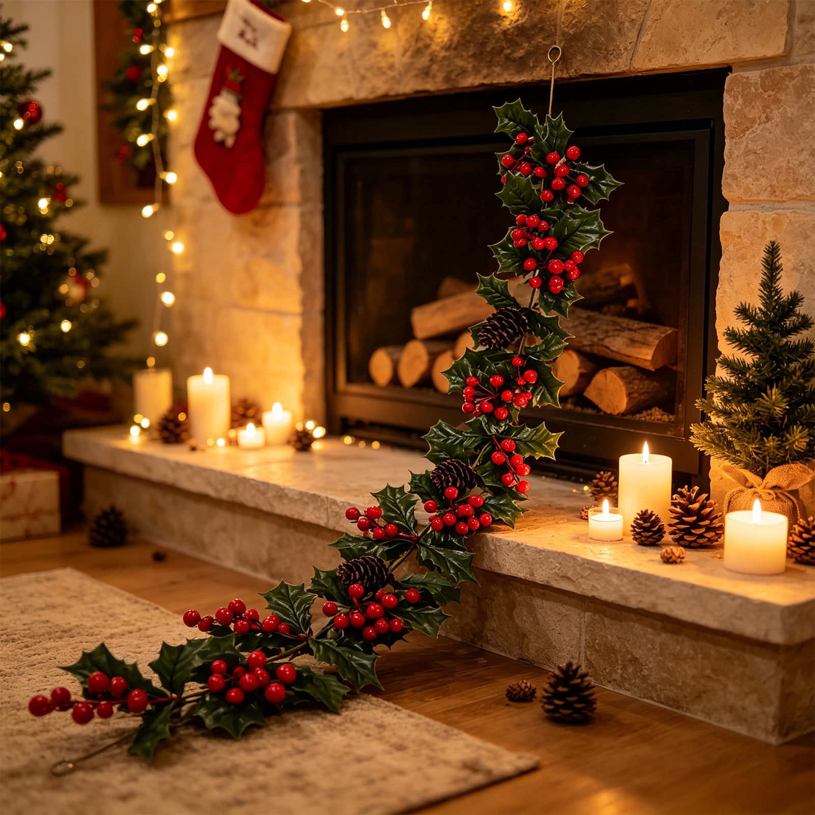 christmas-decorations-artificial-berry-garland-rattan-hanging-for