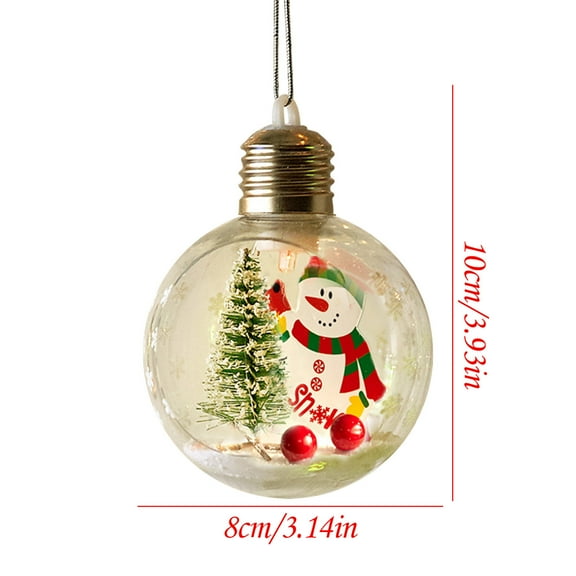 Christmas Decorations Balls Hwkond Christmas Luminous Decorative Ball Pendant Snowman Old Man Christmas Tree Pendant Shopping Window Scene Decoration,3.14in