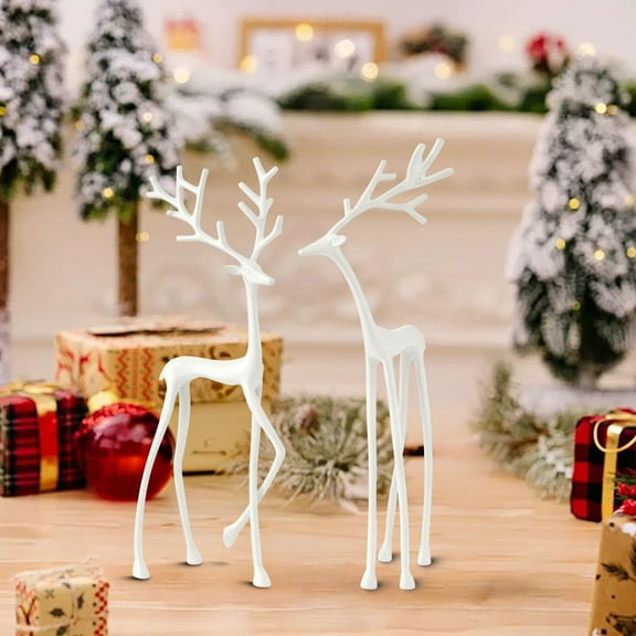 Christmas Decorations - Black Reindeer Statues - Modern Aluminum Alloy Xmas Figurines - Elegant Indoor Holiday Decor - Table Centerpieces - Ideal for Mantel Living Room Bedroom Office(A+B)