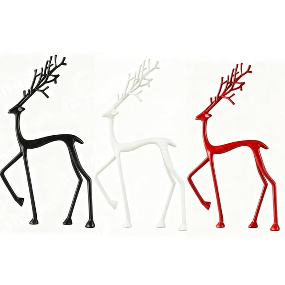 Christmas Decorations - Black Reindeer Statues - Modern Aluminum Alloy Xmas Figurines - Elegant Indoor Holiday Decor - Table Centerpieces - Ideal for Mantel Living Room Bedroom Office(A+B+C)