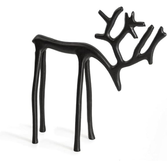 Christmas Decorations - Black Reindeer Statues - Modern Xmas Figurines - Table Centerpieces - Elegant Indoor Holiday Decor - Ideas for Mantel Living Room Bedroom Office (B)