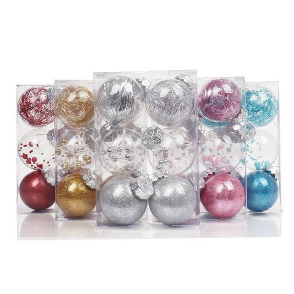 Christmas Decorations Cameland 6PCS Christmas Balls Ornaments 2.36" Shatterproof Christmas Tree Ornaments Set White and Clear Decorative Hanging Ornaments for Xmas Tree Party Holiday on Clearance