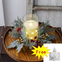 Christmas Decorations Candle Candlestick Garland Ring Desktop Ornaments Candle Holders Simulation Flower Table Candle Holders Flower Candle Wreaths