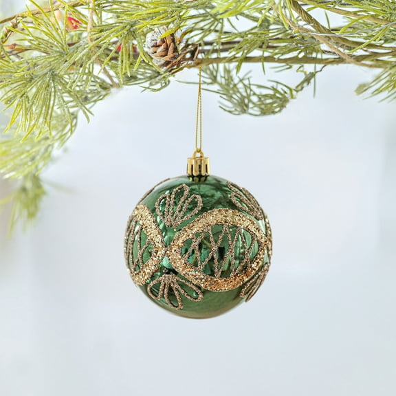 Christmas Decorations Christmas Ball Ornaments 3.14in Green Glossy Christmas Ball With Gold Powder High End Electroplating Ball Pearlescent Hand Painteds Patterns Christmas Tree Decoration