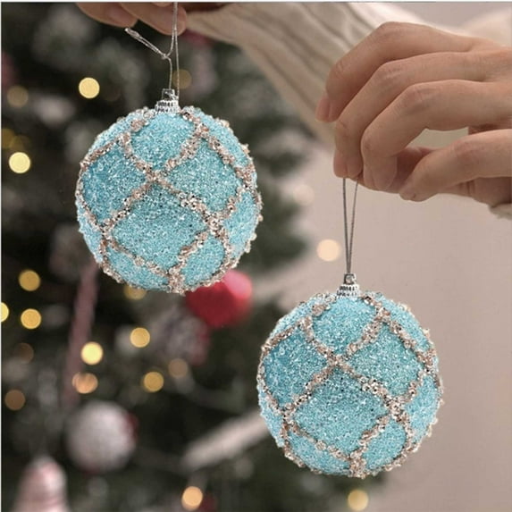 Christmas Decorations Christmas Ball Ornaments Large Shatterproof Glitter Pastic Pearl Hanging Colored Christmas Tree Decorations Hanging Ornaments for Xmas Tree Home Party Yard Garden