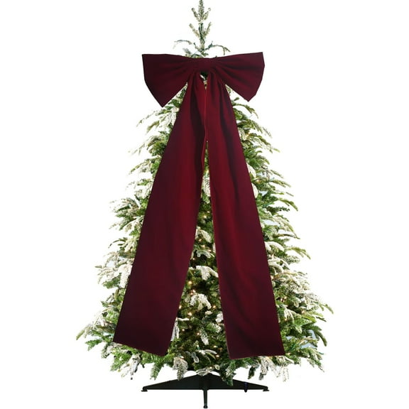 Christmas Decorations - Christmas Bows - 6ft Large Red Velvet Christmas Tree Topper - Burgundy Ribbon Gift Bows - Xmas Decor for Indoor Outdoor Home Wreaths Mantle Front Door Wedding