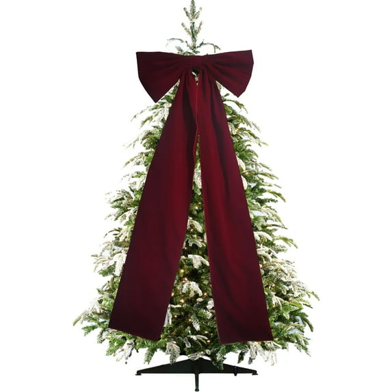 Christmas Decorations - Christmas Bows - 6ft Large Red Velvet Christmas Tree Topper - Burgundy Ribbon Gift Bows - Xmas Decor for Indoor Outdoor Home Wreaths Mantle Front Door Wedding