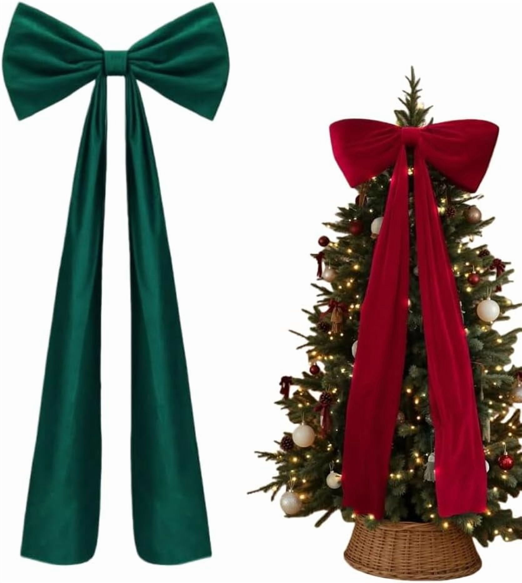 Christmas Decorations - Christmas Decor,6Ft Xmas Tree Giant Flannel Bow for XmasTree,Big Red Flannel Bow for Tree Topper Window Wall Mantle,Indoor Room Party Valentines Xmas Decor(Green)
