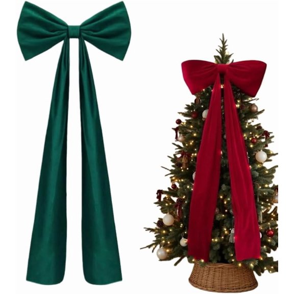 Christmas Decorations - Christmas Decor,6Ft Xmas Tree Giant Flannel Bow for XmasTree,Big Red Flannel Bow for Tree Topper Window Wall Mantle,Indoor Room Party Valentines Xmas Decor(Green)