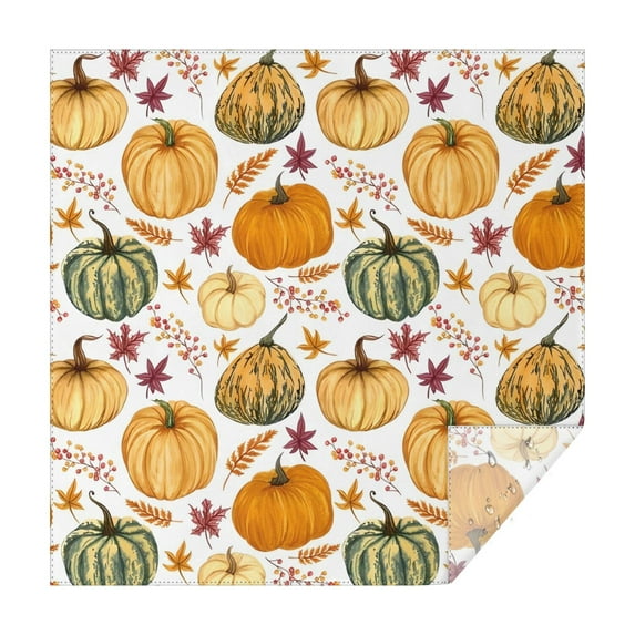 Fall Pumpkins Leaves Pattern Square Tablecloth,Waterproof Square Table Cover,Wipeable Spillproof Washable Table Cover for Home Kitchen Party Decor 52"x52"(132x132cm)