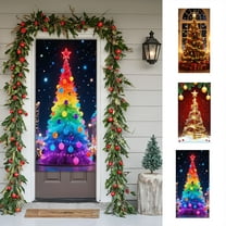 Christmas Decorations Christmas Door Cover for Front Door 72.83x35.43inch Christmas Tree Door Cover Decorations Christmas Tree Door Banner Backdrop for Home Indoor Outdoor Holiday Party Decor