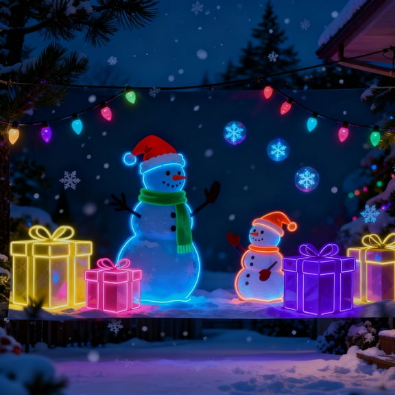 Christmas Decorations,Christmas Garage Door Decoration - UV Activated 157x71 Inch, Santa & Elf Glow in the Dark, Waterproof Outdoor for Home & Party