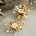 thumbnail image 1 of Christmas Decorations Christmas Golden Iron Candlestick Metal Votive Candle Holder Elegant Tealight Holder Golden Snowflake Christmas Flower Design for Christmas Home Wedding Party, 1 of 5