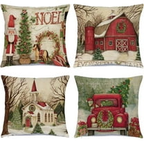 Christmas Decorations Christmas Pillow Covers 18 x 18 Inches Set of 4 - Xmas Series Cushion Pillow Cover Custom Zippered Square Pillowcase