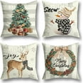 thumbnail image 1 of Christmas Decorations Christmas Pillow Covers 18x18 Inches Set of 4 Farmhouse Stripe Gray and White Throw Pillow Case Winter Holiday Christmas Decor Home Sofa Couch Cushion Indoor Decorations, 1 of 6