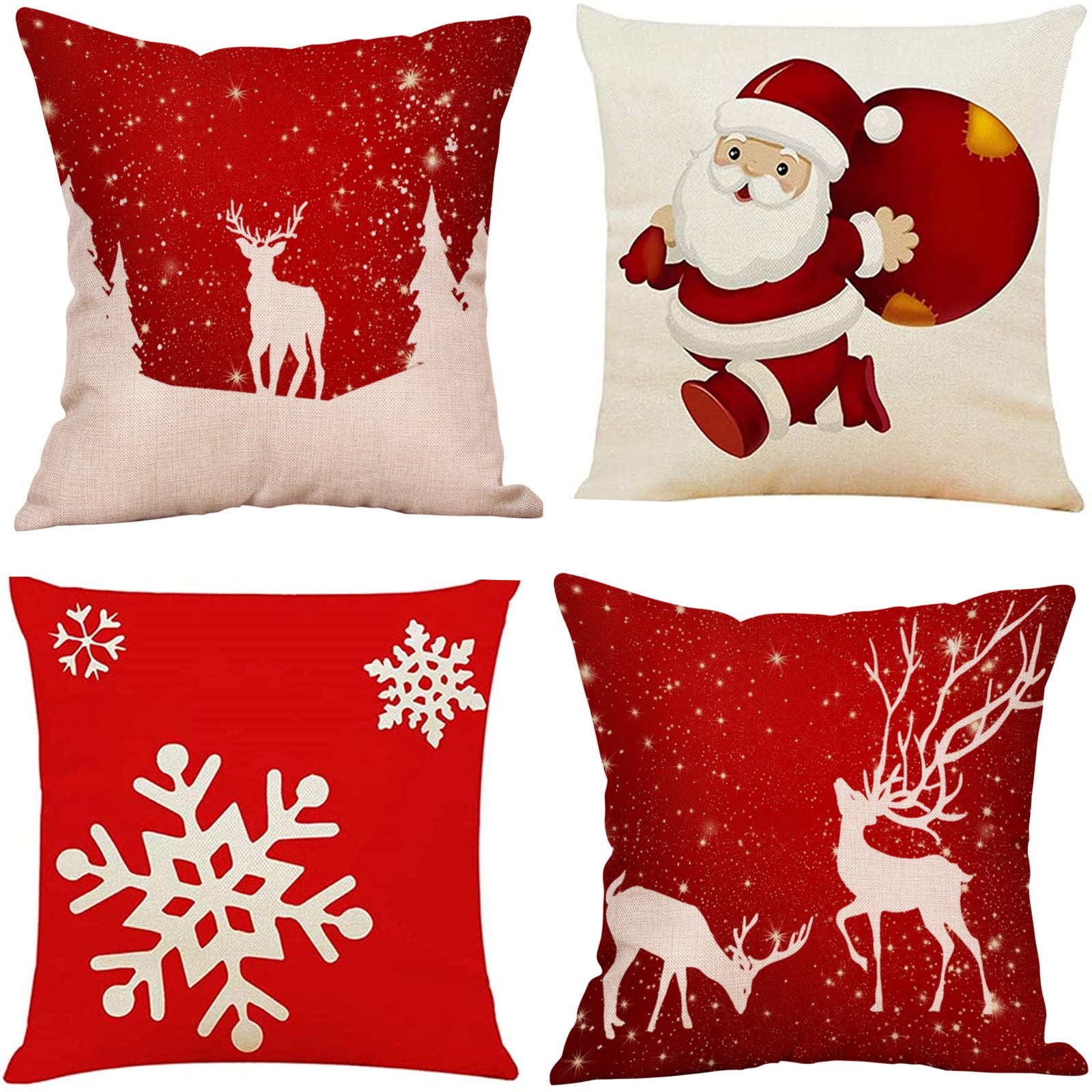 Christmas Decorations, Christmas Pillow Covers, 4Piece Christmas