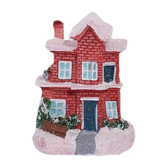 Christmas Decorations Christmas Snow Village Decor Xmas Lantern Decorative Resin House Building Figurine De Navidad Decoración with Luminous Light for Kids Boys