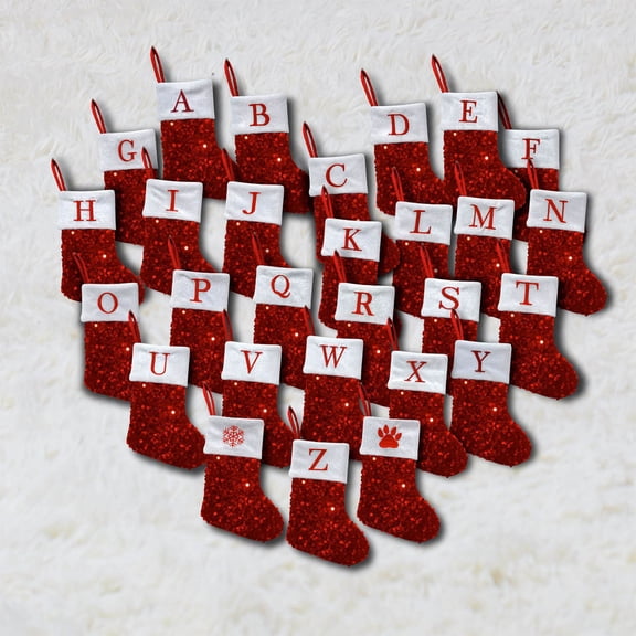 Christmas Decorations Christmas Stockings with Initials Knitted Hosiery Wool Hosiery Embroidered Letter Children's Candy Gift Bag Christmas Stocking Gift Bag Christmas Hanging Stockings