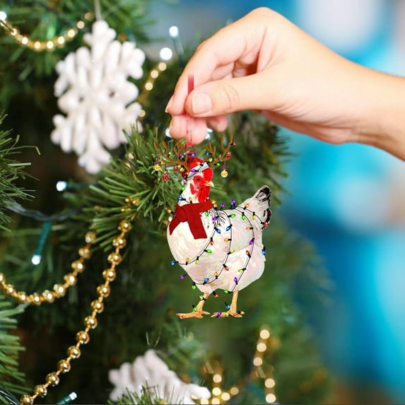 Christmas Decorations Christmas Tree Christmas Ornaments Home Decor Christmas Chicken Acrylic Decorations 2022 Tree With Scarf Pendant